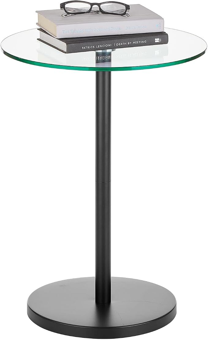 mDesign Glass Top Side/End Drink Table