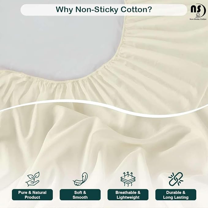 NON Sticky cotton Twin Size Sleeper Sofa Sheets, 4 Piece Egyptian Cotton Bed Sheet Set for Sofa Bed, 8" Deep Pocket for Pull Out Couch Mattress, 39" x 75", Ivory Solid, Soft & Breathable