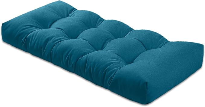 Bench Cushion 51 inches,Indoor/Outdoor Non-Slip Tufted Cushions, Premium Waterproof Linen, Soft Piano Sofa Cushions, High-Density Memory Foam(Dark Blue-51x16x4in)