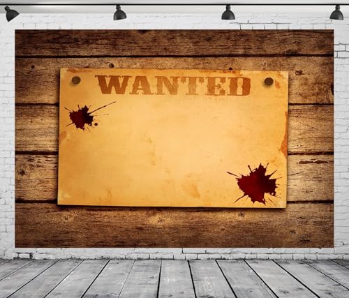 10x6.5ft Fabric Western Wanted Backdrop Old Wanted Paper Textures Background Wanted by Police Murder Mystery Party Decorations Cowboy Photo Studio Props - size: 10x6.5FT