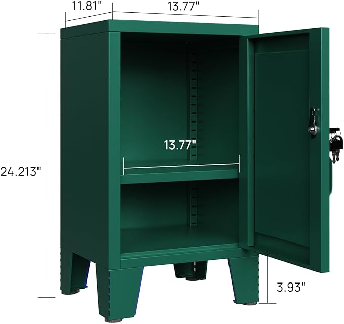 ALBAD Metal Nightstand with Lockable Cabinet, Compact Mini Locker Bedside Table