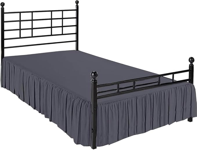 Ruffle Bed Skirt with Split Corners, Microfiber Dust Ruffled for a Perfectly Tailored Bedding Ensemble, Wrinkle and Fade Free, Easy Fit, King Size 21 Inch Drop, Dark Grey