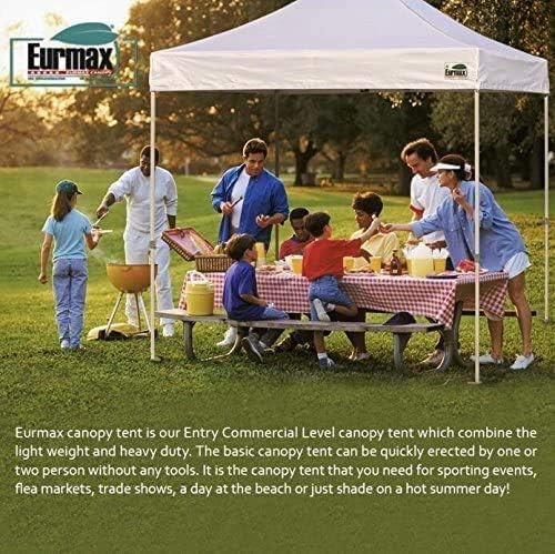 Eurmax USA 5x5ft Pop Up Canopy, Commercial Instant Tent for Outdoor Events, Patented No-Tip Rolling Storage Bag with 4 Sandbags, UV & Water Resistant, Heavy Duty Portable Shelter Gazebo,Green