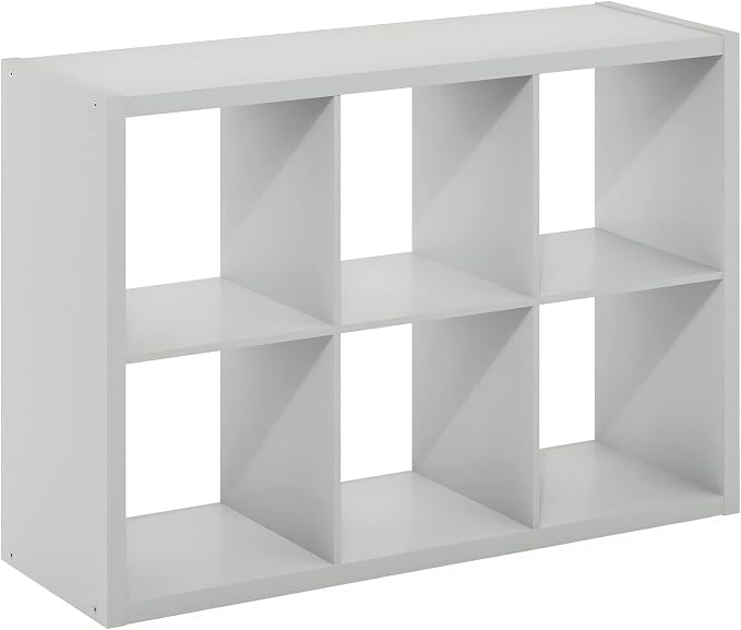 Furinno CUBICLE Book Shelf, 6-Cube Bookshelf, Extra Thick Frame Horizontally &