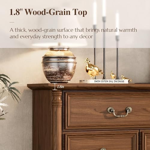 Farmhouse 6-Drawer Dresser with Charging Station for Bedroom