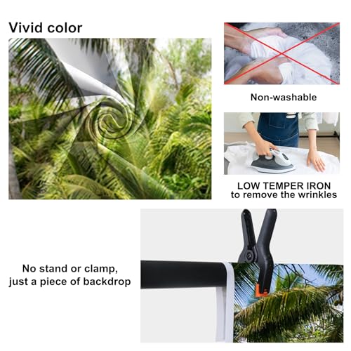 12x8ft Tropical Island Backdrops for Photography Coconut Palm Trees Background Island Wedding Backdrop Summer Theme Party Siesta Holiday Green Spring Summer Photo Studio Video Props - size: 12x8ft