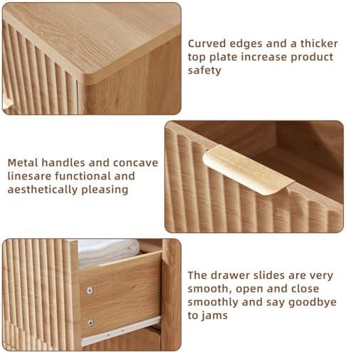 LEYAOYAO Farmhouse Fluted 6 Drawers Dresser for Bedroom, 42" Tall Modern Chest of Drawers with Curved Profile Design & Metal Handle,Natural Wood Drawer Organizer for Bedroom
