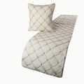 The HomeCentric King Queen Twin Ivory Bed Runner with 2 Decorative Throw Pillow Cover, Queen Size 74"x18" Bed Runner with Pillow Cover, Linen Quilted & Embroidery, Modern Contemporary - Tender Love