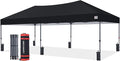 ABCCANOPY 10x20 Pop Up Canopy Tent, Easy Setup Instant Shelter with Wheeled Bag, Heavy Duty Outdoor Canopy for Beach, Market, Backyard, UV Protection, Outdoor Weather Protection (Black, 10x20)