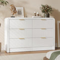 Decofy 47" H Fluted 6-Drawer Dresser for Bedroom, Pure White