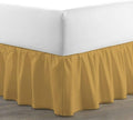 Bed Skirt - Ruffled Bed Skirt (King, Gold) 12 Inch Drop Dust Ruffle with Platform, 100% Cotton 800 Thread Count Fabric - Dust Ruffle Bedskirt for Easy Fitting and Easy Care