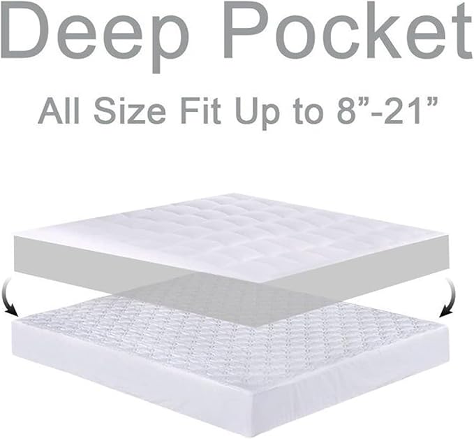 Mattress Topper Full for Back Pain, Extra Thick Mattress Pad Cover, Plush Pillow Top, Deep Elastic Pocket, Grey
