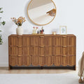 ORRD 9 Drawer Dresser for Bedroom, Modern Closet Chest of Drawers with Wave Fluted Drawer, Wood Storage Small Dresser Organizer for Nursery Bedroom Living Room Hallway Closet (Walnut)