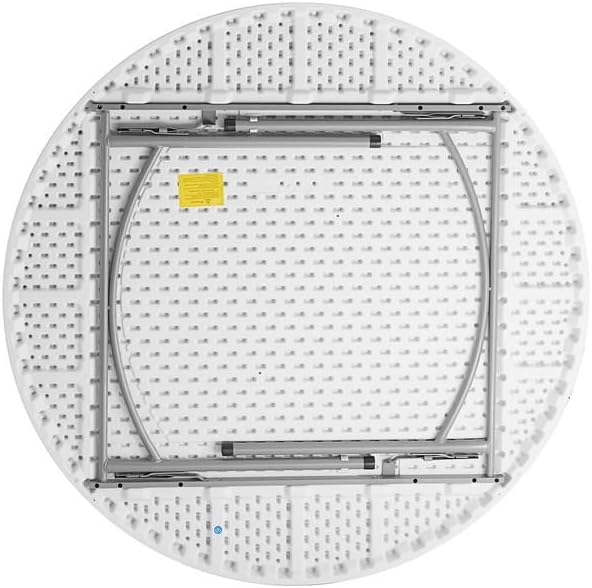 PRO&Family Commercial Round Folding Table, White Top, Powder-Coated Steel Frame, High-Impact Polyethylene Construction, Perfect for Wedding, Party, Shool, Church. (8, 60")