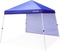 OUTFINE Canopy 10'X10' Slant Leg Pop Up Canopy, Outdoor Patio Portable Tent with Sidewall x1, Stakes x8, Ropes x4, 10x10 Base 8x8 Top