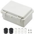 Zulkit IP65 Waterproof ABS Plastic Electrical Box - Hinged Shell, 2 Cable Glands, 5.9 x 3.9 x 2.8 inch