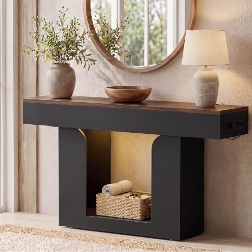 Homieasy Console Table, 47" Entryway Table with Charging Station