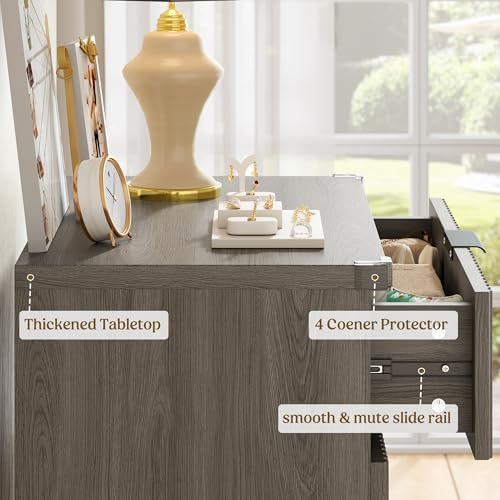 Wood Tall 5 Drawers Dresser, 27.6" W Fluted Modern Dressers for Bedroom