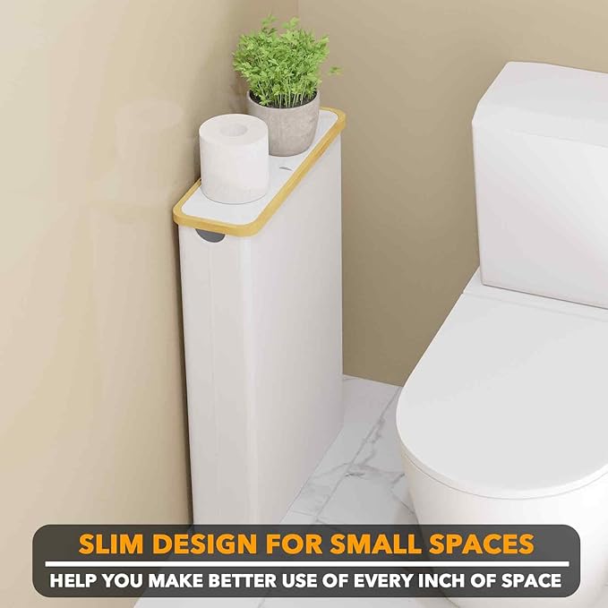 SpaceAid Extra Large Toilet Paper Storage with Lid, Hold up to 24 Regular Rolls or 18 Mega Rolls, Slim Toilet Paper Basket Holder Bin Container, Bathroom Accessories Organizer, White