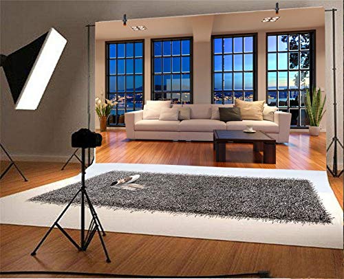 AOFOTO 7x5ft Business Office French Sash Window Backdrop Living Room Sofa Photography Background Interior Casement Work at Home Nightscape Modern Flat Furniture Apartment Decor Residence Villa Props - size: 7x5ft