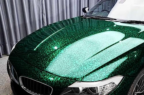PET Marble Forged Carbon Fiber Textured Gloss Emerald Green Vinyl Wrap Auto Car Sticker Decal Film Sheet Bubble Free Air Release Technology with Tool Set 5FTx25FT - size: 5FT x 25FT