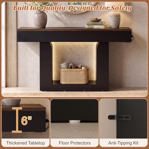 Homieasy Console Table, 47" Entryway Table with Charging Station