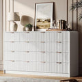 HOUROM 55“ Wide White Fluted Dresser for Bedroom with 10 Drawers