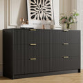 Furniway Black Dresser for Bedroom, Modern Dresser with 6 Drawers and Smooth Slides, Wide Chest of Drawers with Golden Handles for Bedroom, Living Room, Closet, 15.7" D x 55.1" W x 31.4" H