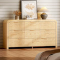 Ieejdn 55.12" Modern Chest of Drawer, 8 Deep Drawers,Clothes Organizer,Large Storage Cabinet for Living Room, Bedroom,Dresser TV Stand, Wood Drawer Organizer for Living Room, Hallway, Oak