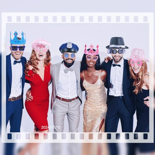 18 Pcs Fun Photo Booth Props Set for Adults, Novelty Funny Hats and Party Sunglasses, Colorful beards, Photo Booth Props Kit for Wedding, Bachelorette Party, Birthday, Costume, Events, All Occasions