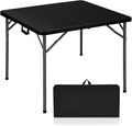 Lakhow 34" Square Folding Table, Plastic Commercial Folding Card Table with Collapsible Legs for Kitchen or Outdoor Party Wedding Event Indoor Outdoor Use, Black