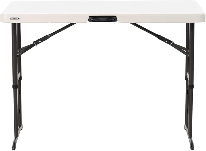 Lifetime Nesting 80823 Adjustable Rectangular Folding Table 122 cm for 4 People Beige