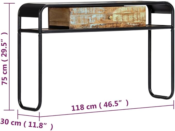 Console Table with 1 Drawer and 2 Compartments, 46.5"x11.8"x29.5" Solid