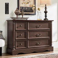 Farmhouse 6-Drawer Dresser with Charging Station for Bedroom