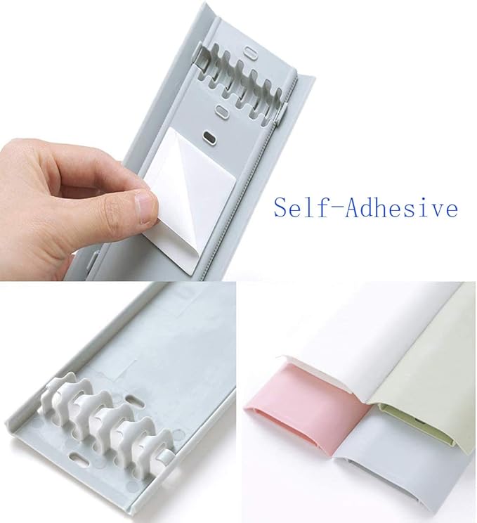 Cable Concealer Cord Cover, Airlxf 2 PCS Self-Adhesive Wall Cable Covers with 4 PCS Double-side Tapes for TV Computer Office Theater (Gray)