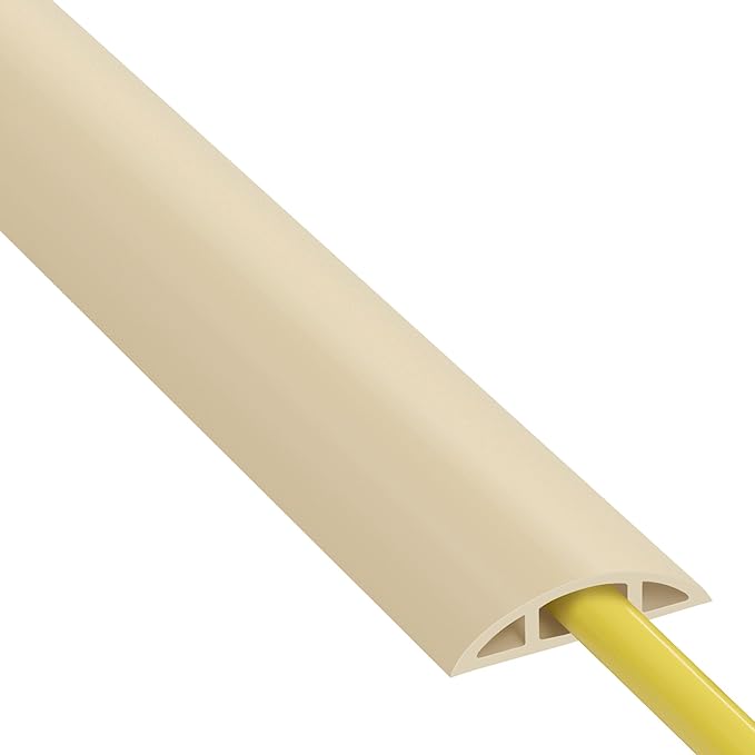 ZhiYo 4ft Cord Hider Floor for 1 Small Wire, Soft PVC Cord Covers for Wires on Floor, Wire Cover to Hide Power Cords, Cable Cover Protect Cords, Cable Cavity: W0.47in x H0.28in Ivory Beige