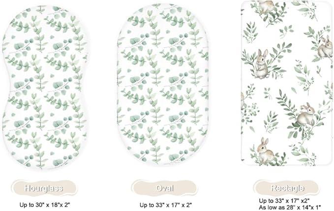 Bassinet Sheets for Baby Girls Boys 2 Pack, Fitted Baby Mattress Sheet for Rectangle, Oval, Hourglass Bassinet Mattress, Breathable Cozy & Universal Fit (Blush Bunny)