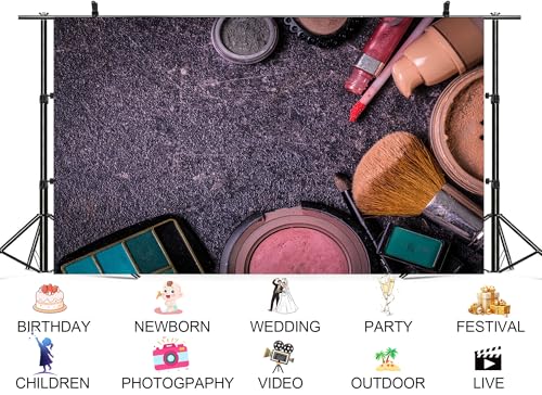 10x8ft Makeup Cosmetics Flat Lay Backdrop Beauty Fashion Scene Photo Background Tapestry for Makeup Party Beauty Event Photography Home Decorations Studio Props - size: 10X8ft
