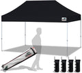 Eurmax USA 10x15ft Pop Up Canopy, Commercial Instant Tent for Outdoor Events, Patented No-Tip Rolling Storage Bag with 4 Sandbags,UV & Water Resistant,Heavy Duty Portable Shelter Gazebo,Black