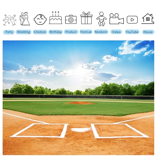 9x6ft Baseball Backdrop Baseball Field Stadium Photography Backgrounds for Sports Birthday Baby Shower Party Decor Baseball Theme Boys Students Adults Portrait Photo Booth Props - size: 9X6FT