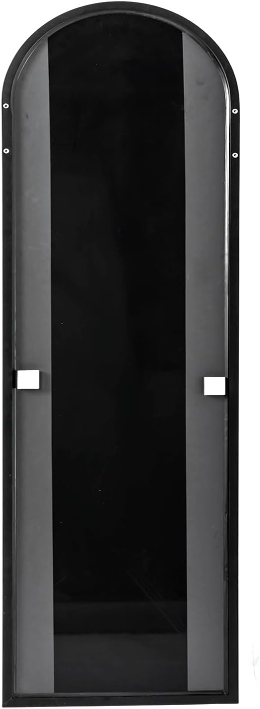 BEVERDY Over The Door Mirror - 16"x50" Full Length Arched Vertical Wall Mirror, Black
