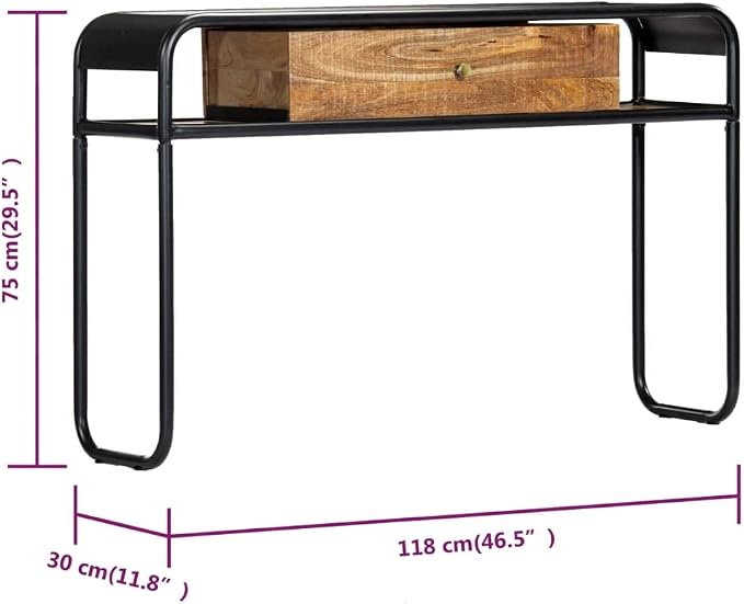 Solid Mango Wood Console Table for Living Room, Entry