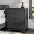 Xixini Fluted Nightstand with 4 Drawers, 31.5" Wide Side Table, Black
