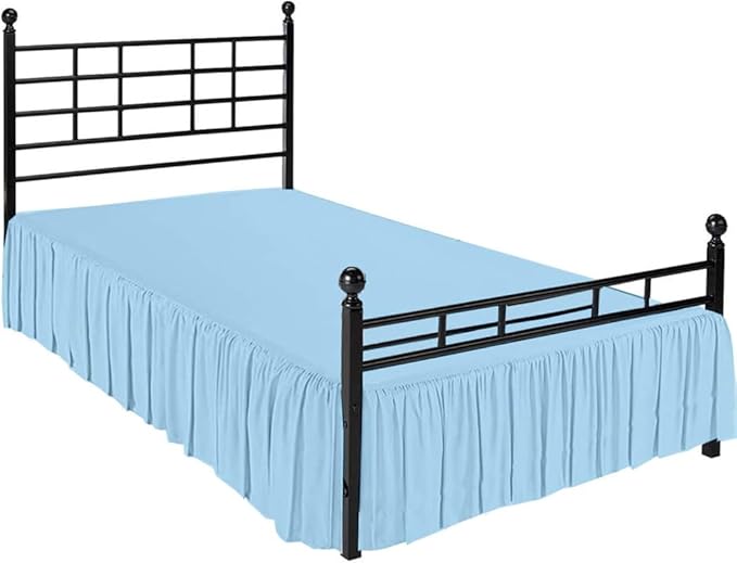 Ruffle Bed Skirt with Split Corners, Microfiber Dust Ruffled for a Perfectly Tailored Bedding Ensemble, Wrinkle and Fade Free, Easy Fit, Full Size 18 Inch Drop, Light Blue
