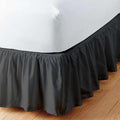 SlumberWell Twin Bed Skirt with Split Corners, Soft Microfiber, 24 Inch Drop, Dark Grey Solid, Elegant Ruffled Design