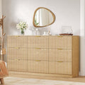 60.3" Wide Fluted 9 Drawer Dresser for Bedroom, Natural