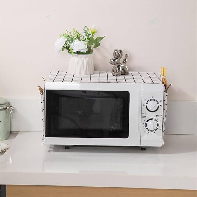 Microwave Oven Cover Dust Oil Proof Cotton Linen Waterproof Fabric Cloth Machine Protector Decorative Kitchen Appliance Cover 30 * 90cm Oven Cover Cloth Dust Cover(black)