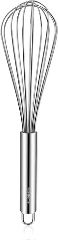 NileHome Stainless Steel Whisk 10" Kitchen Whisk Wisking Tool Kitchen Wisk Wire Whisks for Cooking, Whisking, Blending, Beating, Stirring