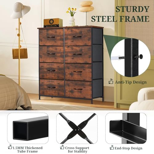 8-Drawer Dresser for Bedroom, Anti-Tip Tall Storage Organizer