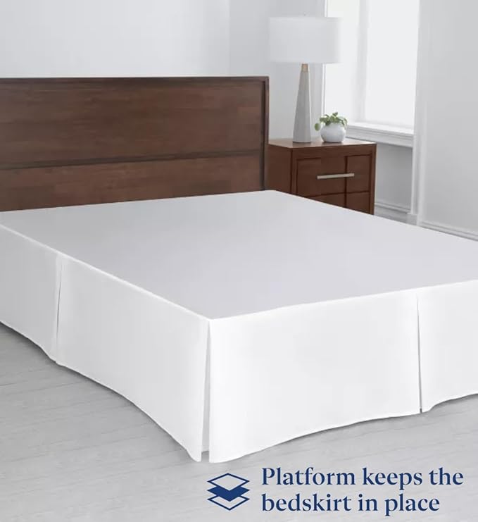SKY BEDDINGS Luxury Pleated Twin Bed Skirt with Split Corners - 16 Inch Tailored Drop - Pleated Dust Ruffle - Wrinkle-Free 100% Microfiber - Easy Fit, Soft & Durable - White